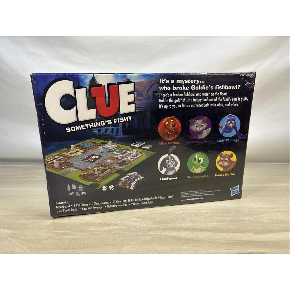 CLUE SOMETHINGS FISHY HASBRO BOARDGAME E9672 PET EDITION BRAND NEW SEALED!!! - Picture 2 of 6